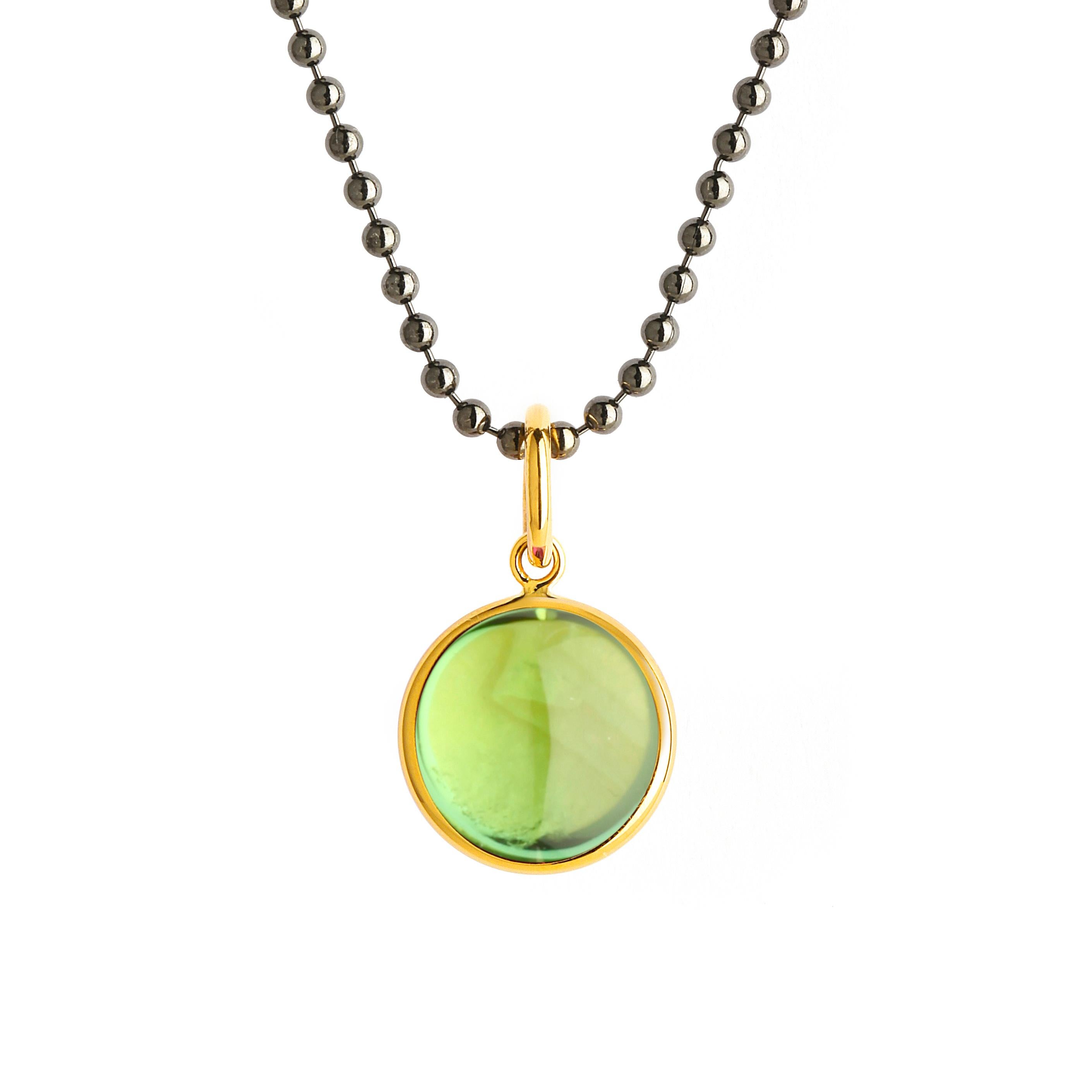Contemporary Syna Yellow Gold Peridot Chakra Charm Pendant For Sale