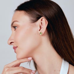 Syna Yellow Gold Peridot Earrings with Diamonds