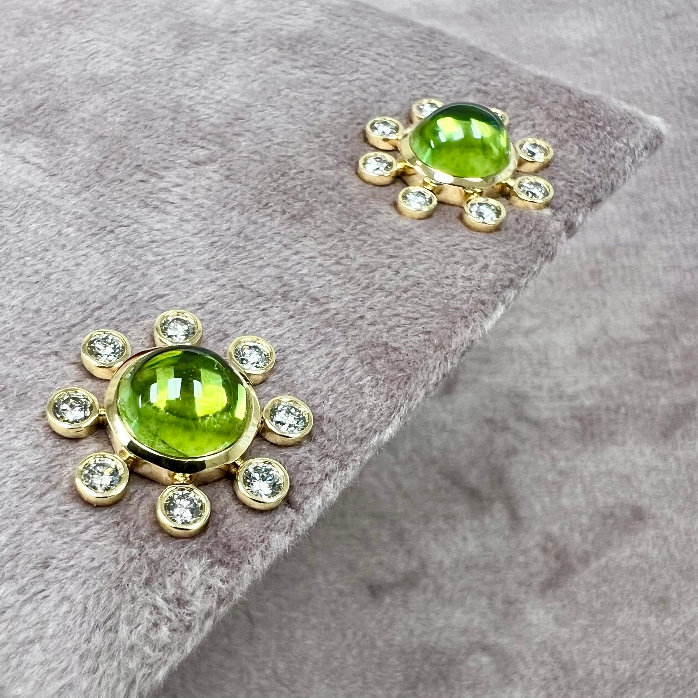 Contemporary Syna Yellow Gold Peridot Earrings with Diamonds