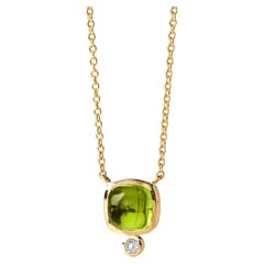 Syna Yellow Gold Peridot Necklace with Diamonds