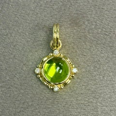 Syna Yellow Gold Peridot Pendant with Diamonds