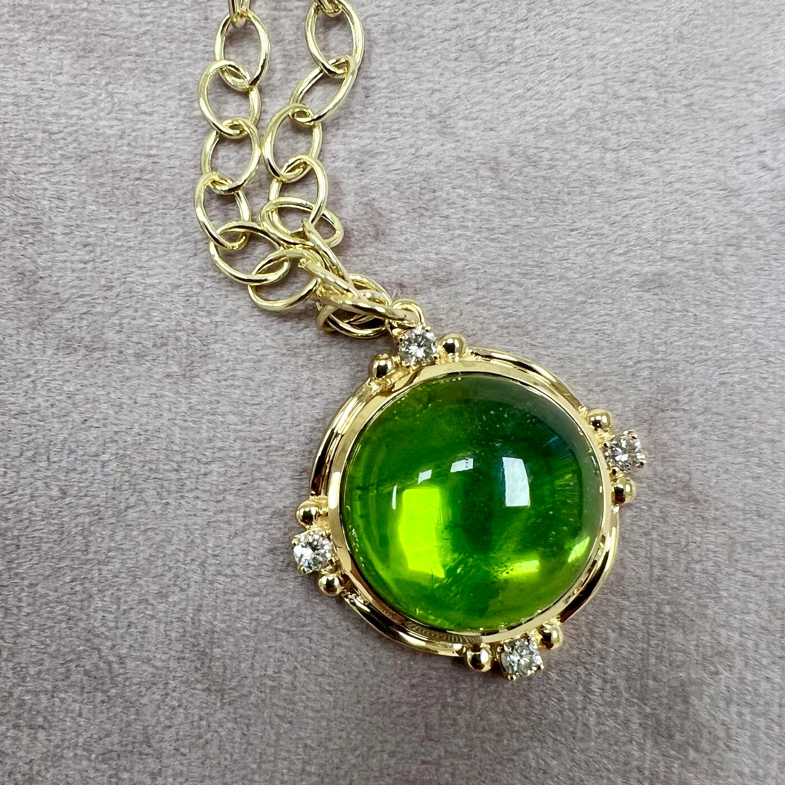 Colgante de oro amarillo Syna Peridoto con diamantes Corte redondo en venta