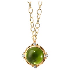 Syna Yellow Gold Peridot Pendant with Diamonds