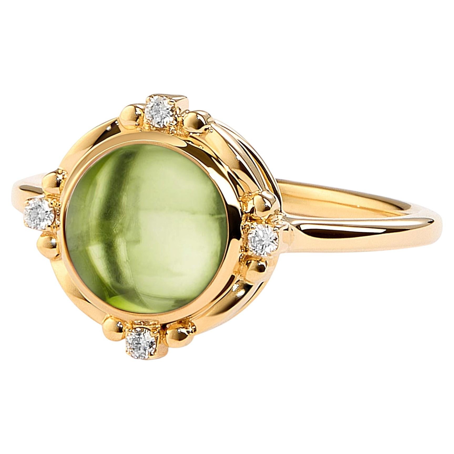 Anello Syna Jewels in oro giallo 18 carati con peridoto e diamanti, misura USA 6,5