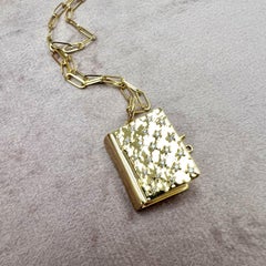 Syna Yellow Gold Photo Book Locket Pendant with Diamonds
