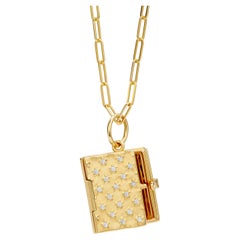 Pendentif médaillon photo en or jaune Syna avec diamants