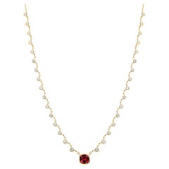 Syna Yellow Gold Pink Tourmaline and Diamond Necklace