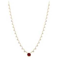 Syna Yellow Gold Pink Tourmaline and Diamond Necklace