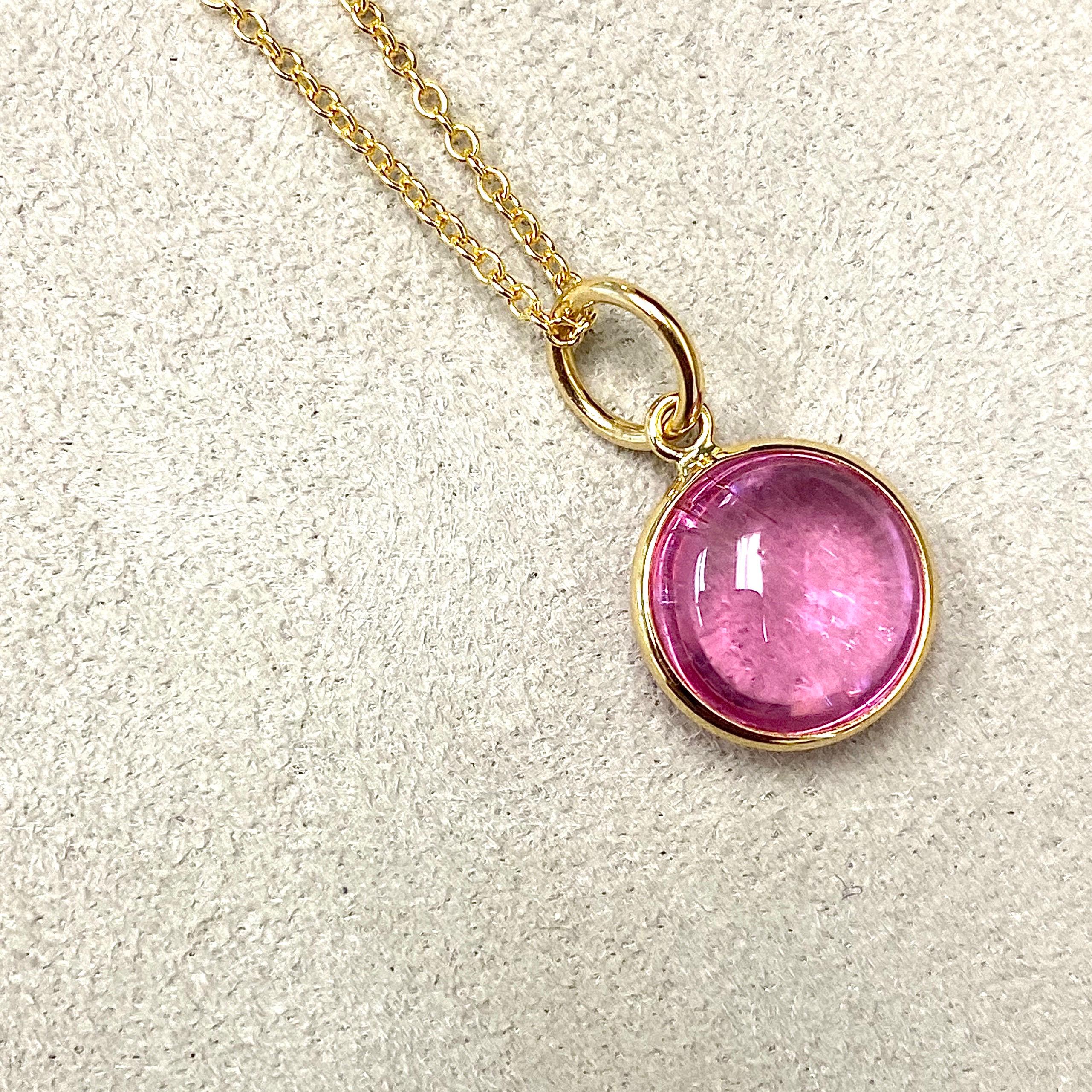 Contemporain Syna Pendentif à breloque Chakra en or jaune et tourmaline rose en vente