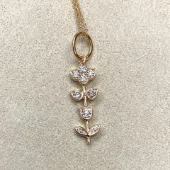 Syna Yellow Gold Plant Pendant with Champagne Diamonds