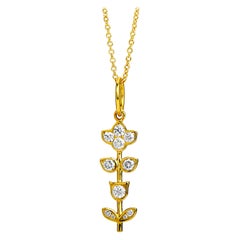 Syna Yellow Gold Plant Pendant with Champagne Diamonds