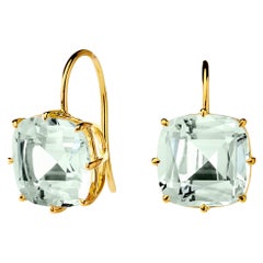 Syna Yellow Gold Prasiolite Quartz Cushion Earrings