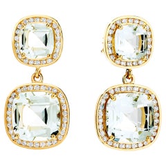 Syna Yellow Gold Prasiolite Quartz Earrings with Champagne Diamonds