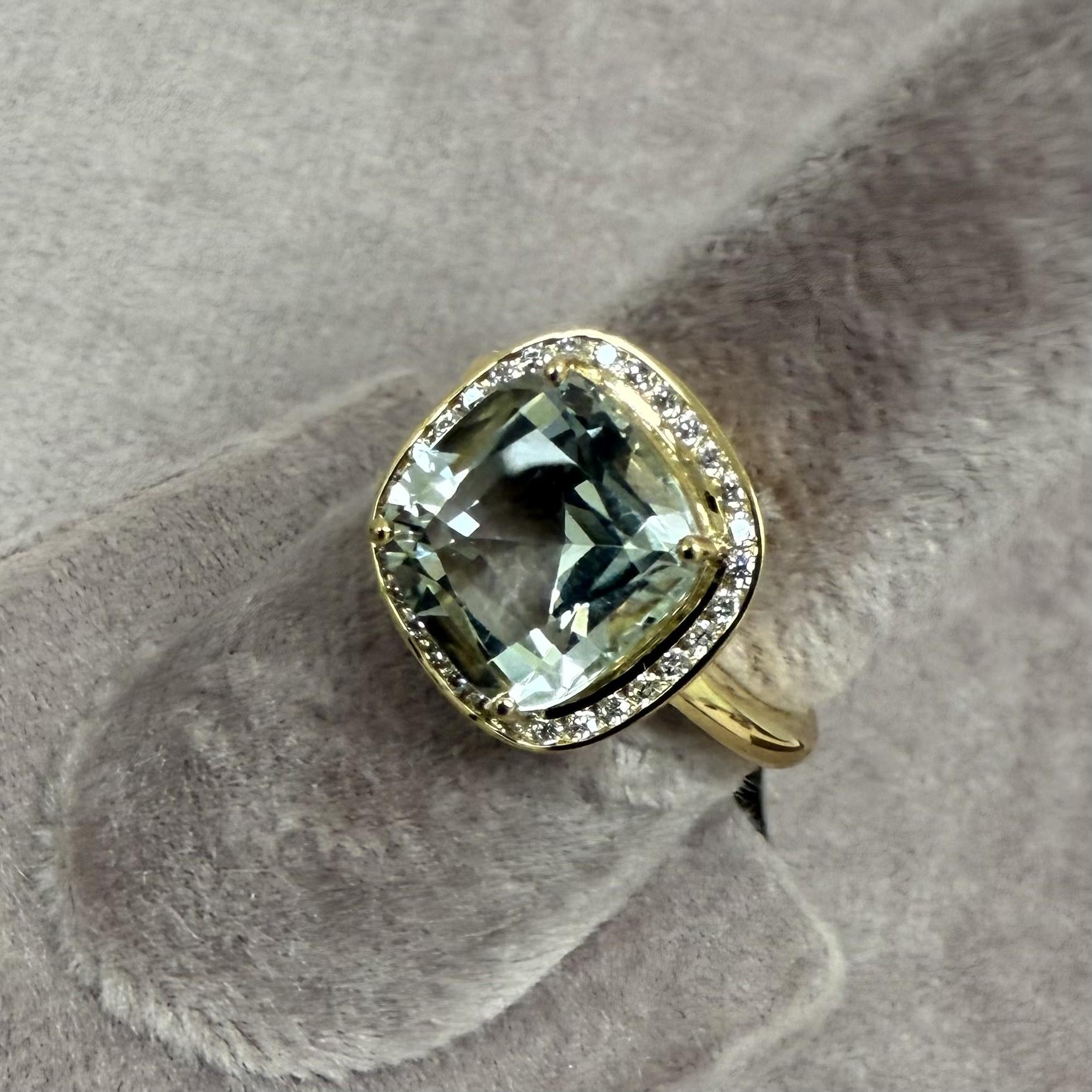 Created in 18 karat yellow gold
Prasiolite Quartz 4 carats approx.
Diamonds 0.20 carat approx.
Ring size US 6.5
Limited edition

About the Designers ~ Dharmesh & Namrata

Drawing inspiration from little things, Dharmesh & Namrata Kothari have