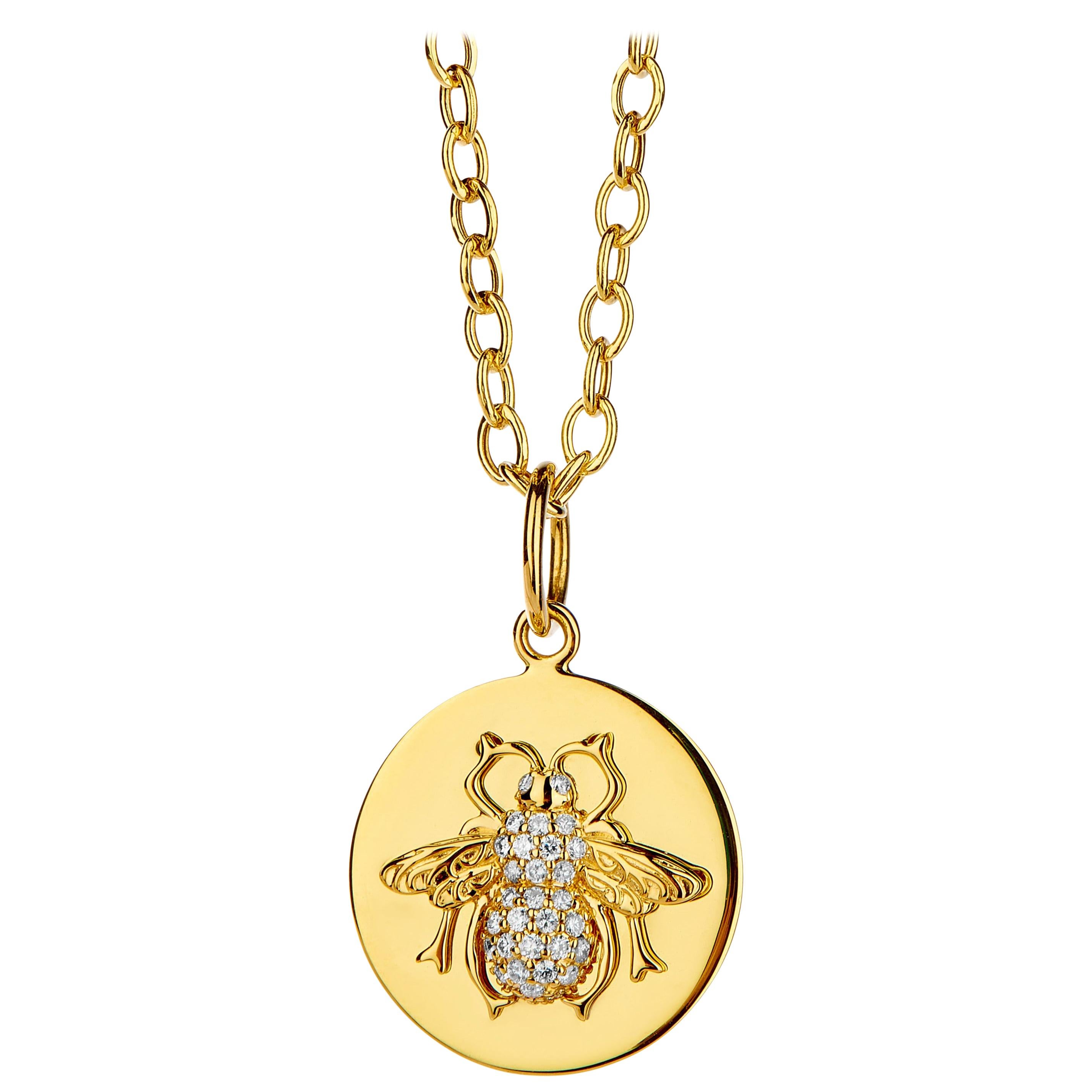 Syna Yellow Gold Queen Bee Pendant with Diamonds