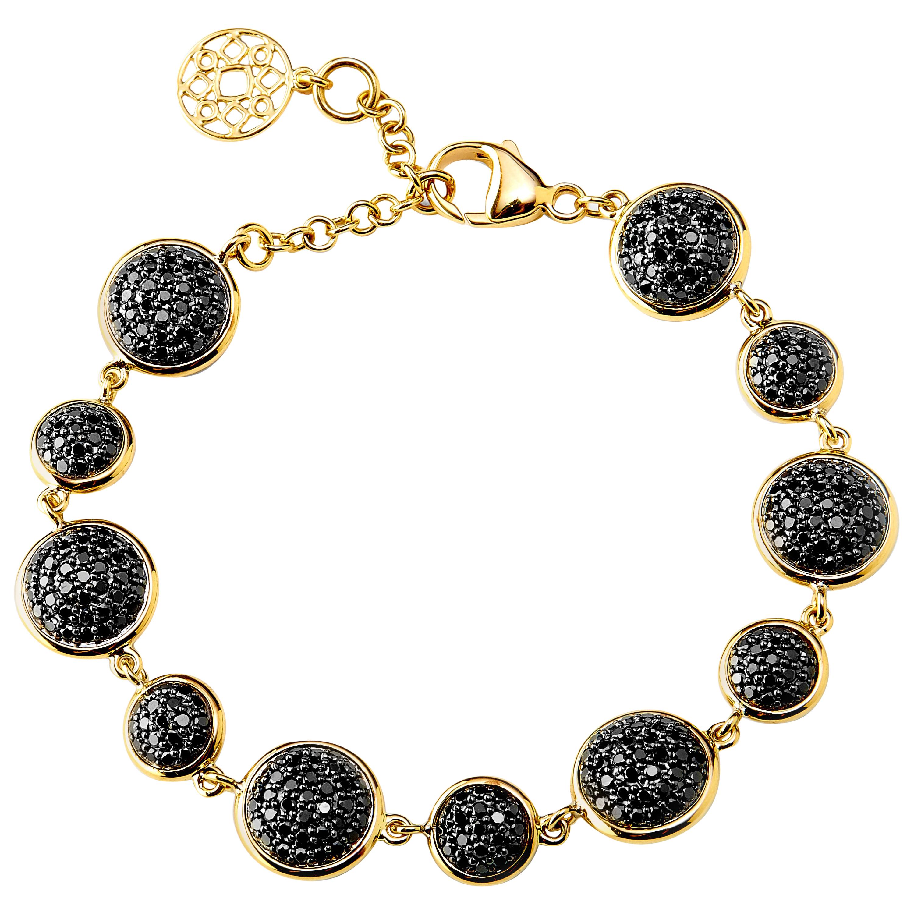 Syna Yellow Gold Reversible Bracelet with Black and Diamonds