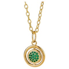 Syna Yellow Gold Reversible Charm Pendant with Emeralds and Diamonds