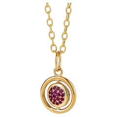 Syna Yellow Gold Reversible Charm Pendant with Rubies and Diamonds