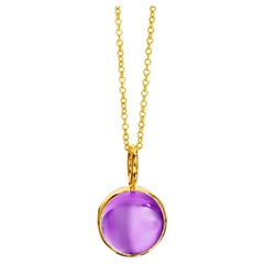 Syna Yellow Gold Reversible Pendant with Amethyst and Moon Quartz