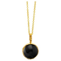 Syna Yellow Gold Reversible Pendant with Black Onyx and Moon Quartz