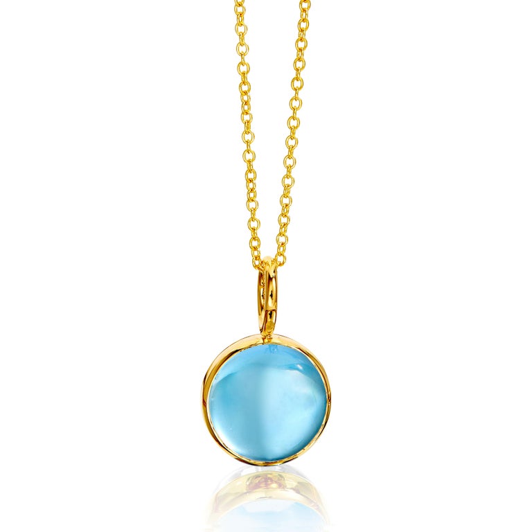 Syna Yellow Gold Reversible Pendant with Blue Topaz and Moon Quartz at ...