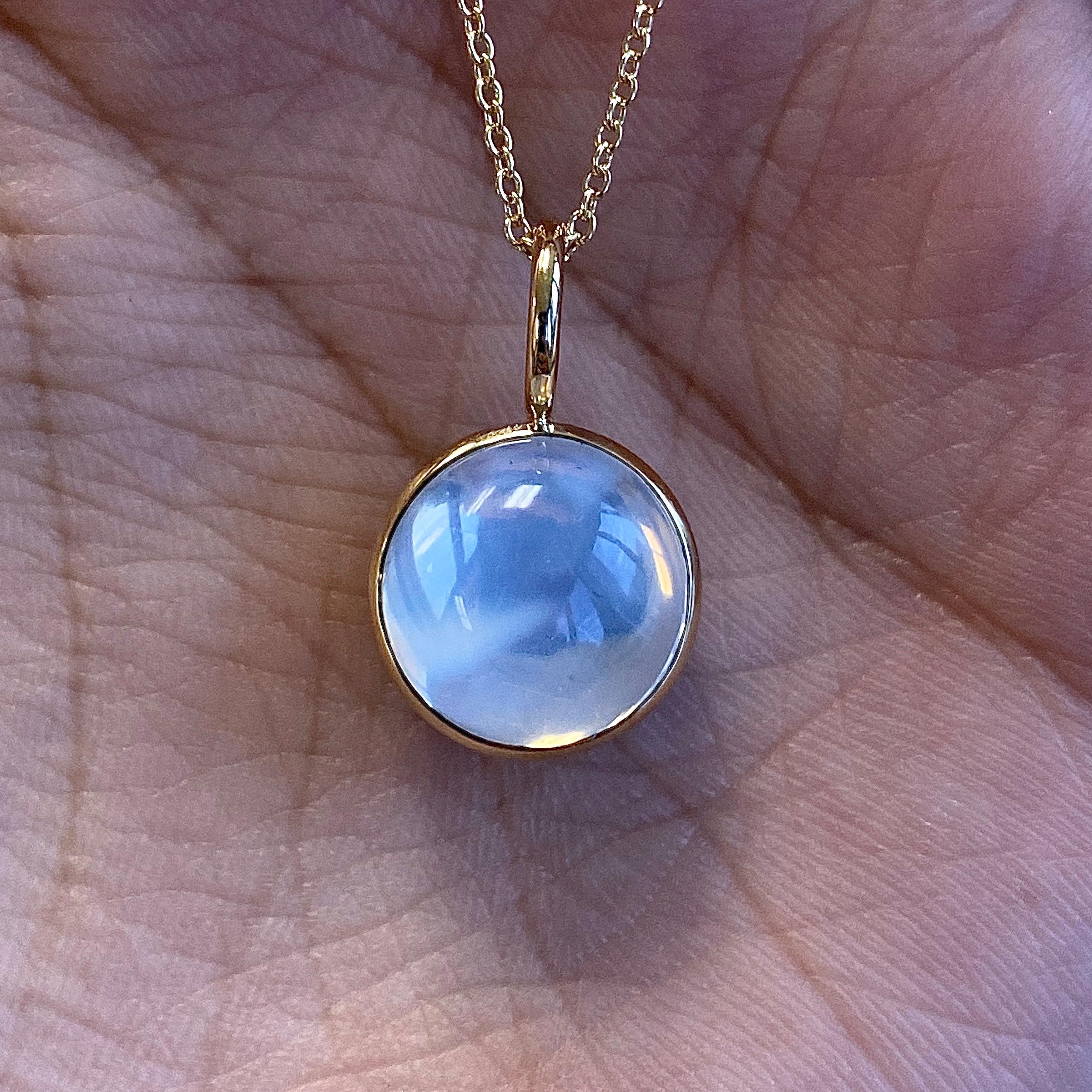 Women's Syna Yellow Gold Reversible Pendant with Blue Topaz and Moon Quartz
