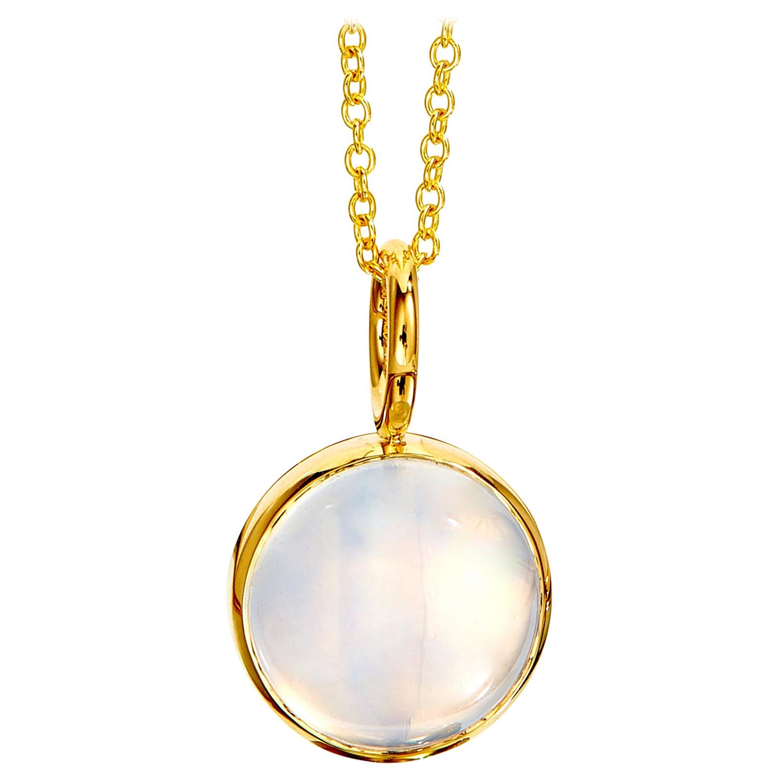 Syna Yellow Gold Reversible Pendant with Blue Topaz and Moon Quartz