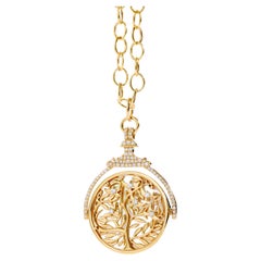 Syna Yellow Gold Reversible Tree of Life Pendant with Mother of Pearl & Diamonds