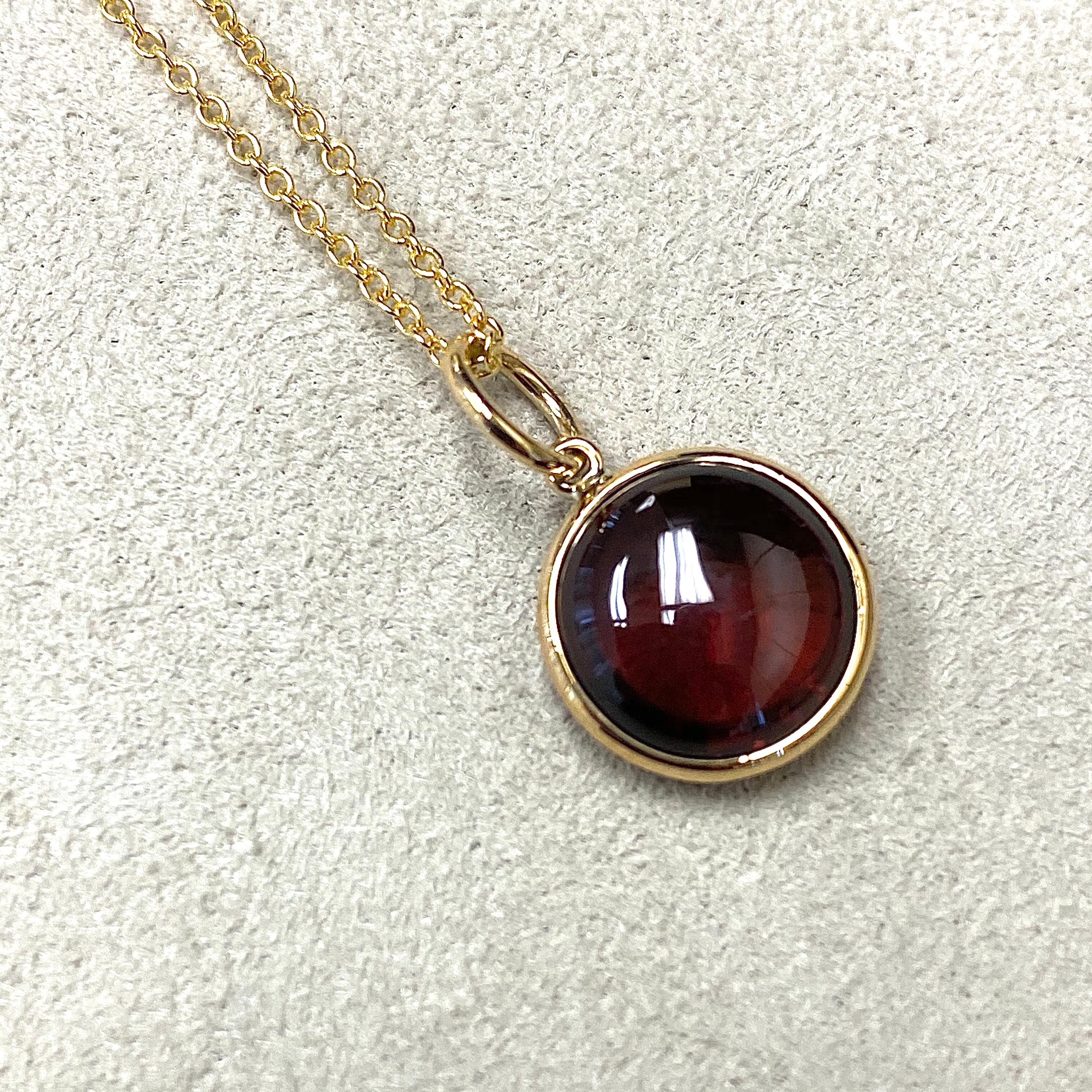 Contemporary Syna Yellow Gold Rhodolite Garnet Chakra Charm Pendant For Sale