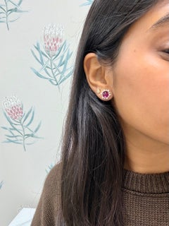 Syna Yellow Gold Rhodolite Garnet Earrings with Diamonds