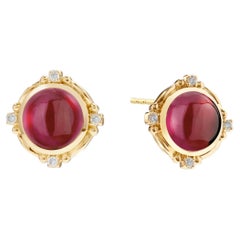 Syna Yellow Gold Rhodolite Garnet Earrings with Diamonds