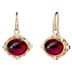 Syna Yellow Gold Rhodolite Garnet Earrings with Diamonds