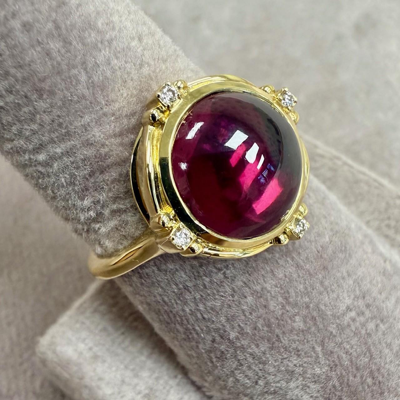 Contemporaneo Anello Syna in oro giallo con granato rodolite e diamanti in vendita