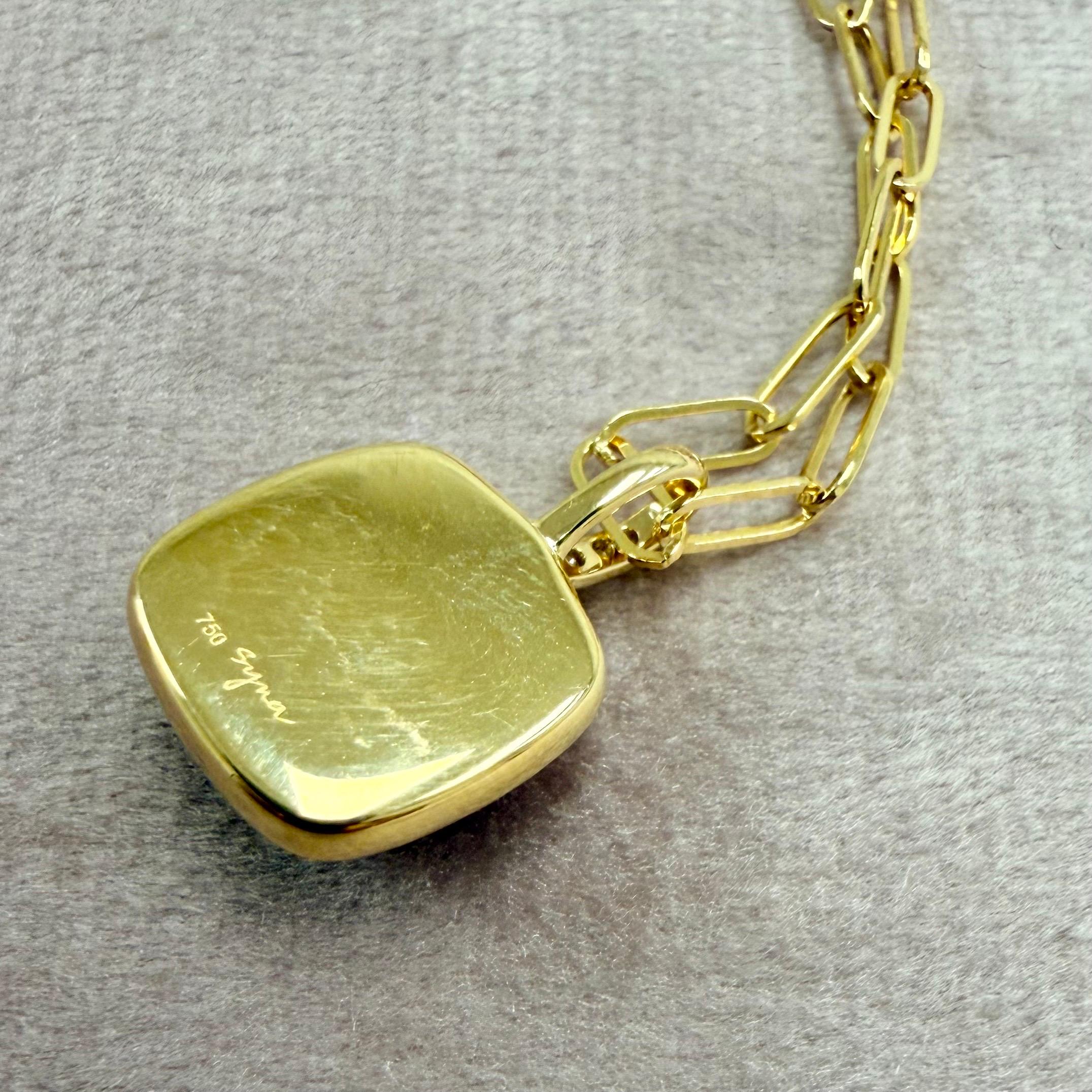 Syna Pendentif pain de sucre en or jaune grenat rhodolite avec diamants Neuf - En vente à Fort Lee, NJ