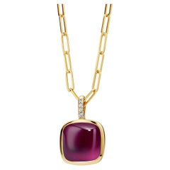 Syna Pendentif pain de sucre en or jaune grenat rhodolite avec diamants