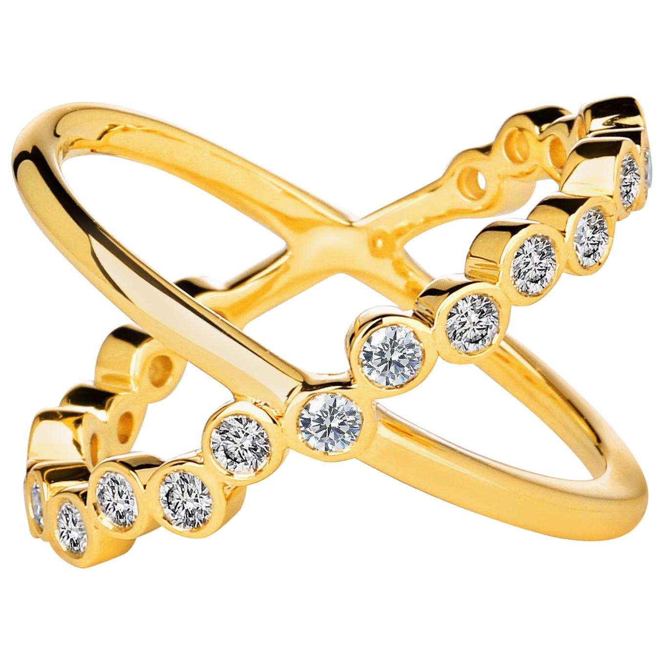 Syna Yellow Gold Ring with Bright Diamonds
