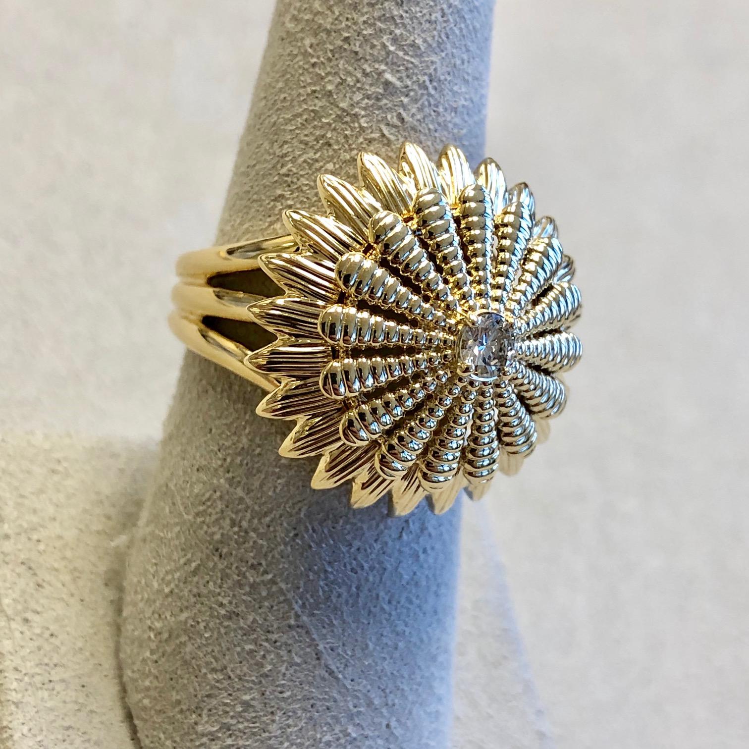 Contemporary Syna Yellow Gold Ring with Diamond For Sale