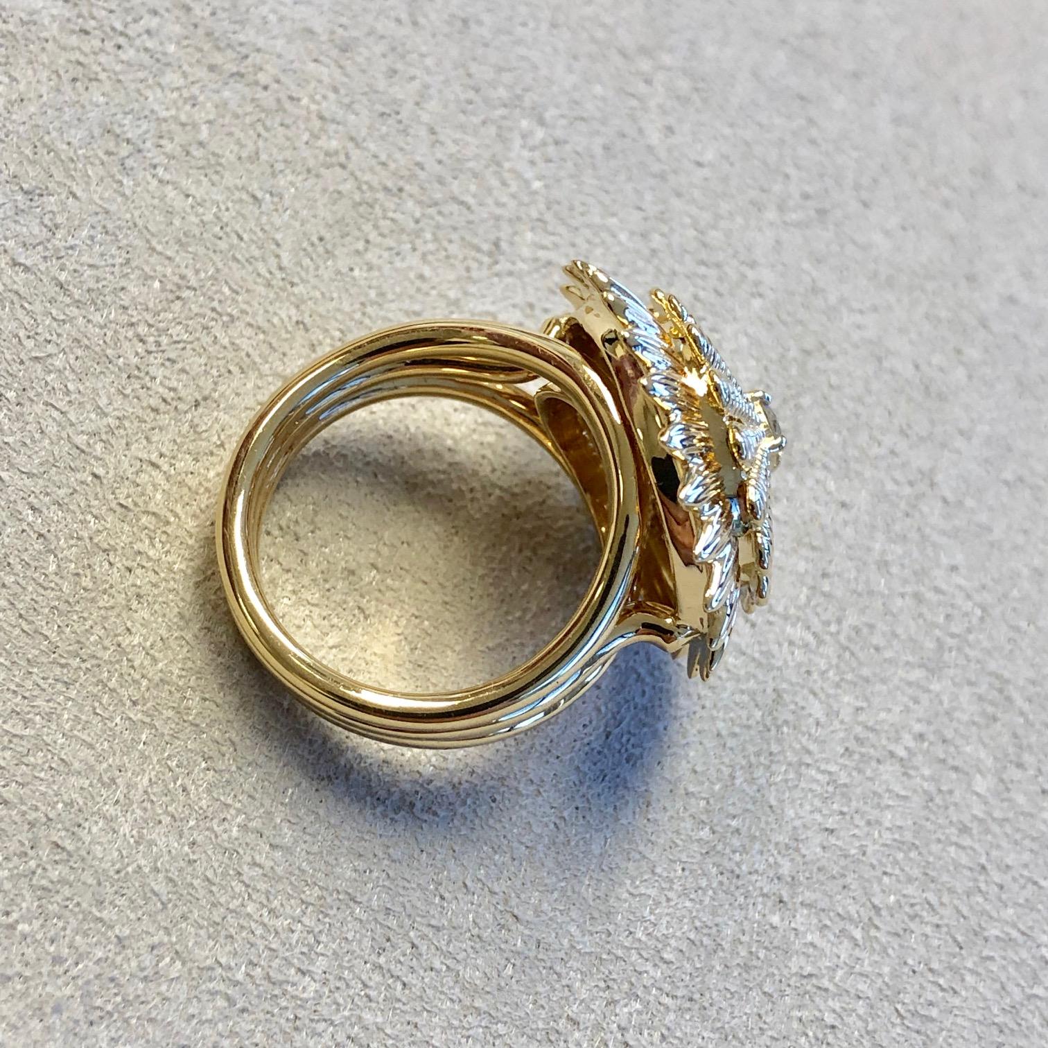 Round Cut Syna Yellow Gold Ring with Diamond For Sale