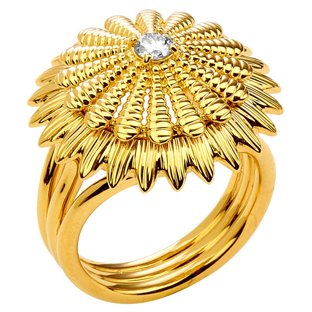 Syna Yellow Gold Ring with Diamond For Sale