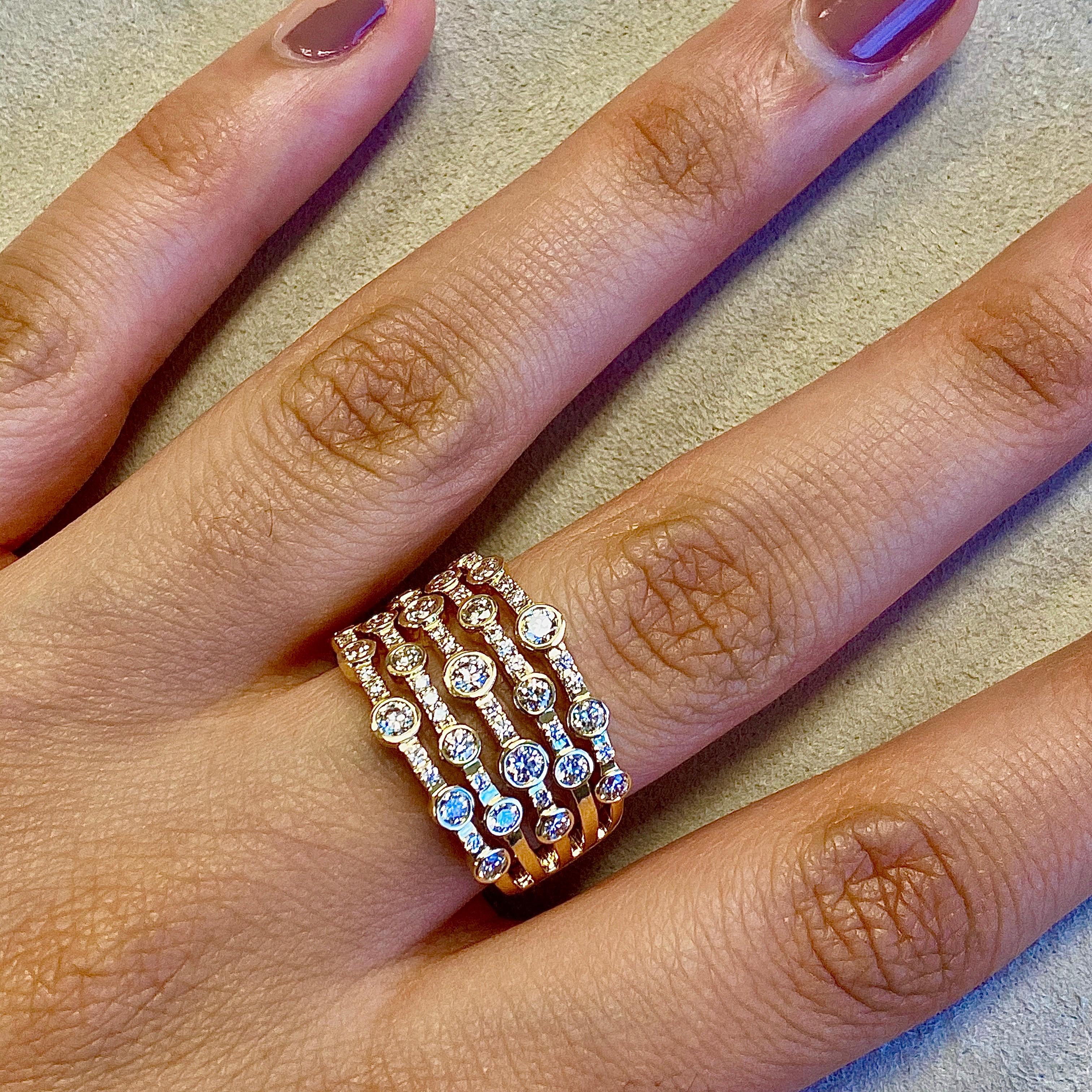 Contemporary Syna Yellow Gold Ring with Diamonds For Sale