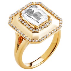 Syna Bague en or jaune avec cristal de roche et diamants