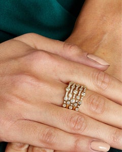 Syna Yellow Gold Ring with Rubellite, Peridot, Aquamarine and Champagne Diamonds