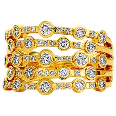 Syna Gelbgold-Ring mit Rubellit, Peridot, Aquamarin und Champagner-Diamanten