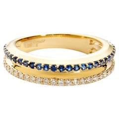 Syna Yellow Gold Ring with Sapphires and Champagne Diamonds