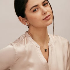 Syna Yellow Gold Rock Crystal and Black Onyx Necklace