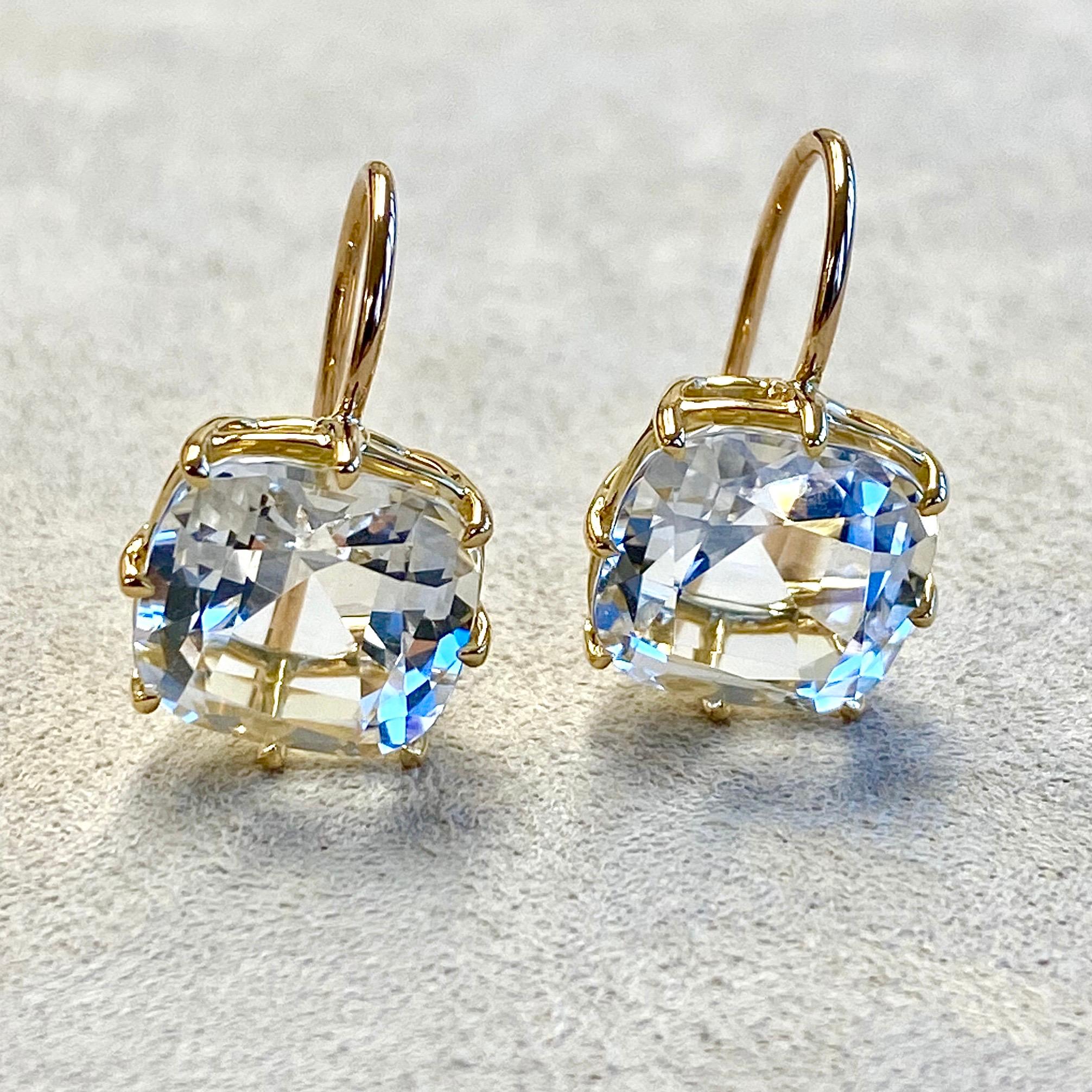 Contemporary Syna Yellow Gold Rock Crystal Cushion Earrings For Sale
