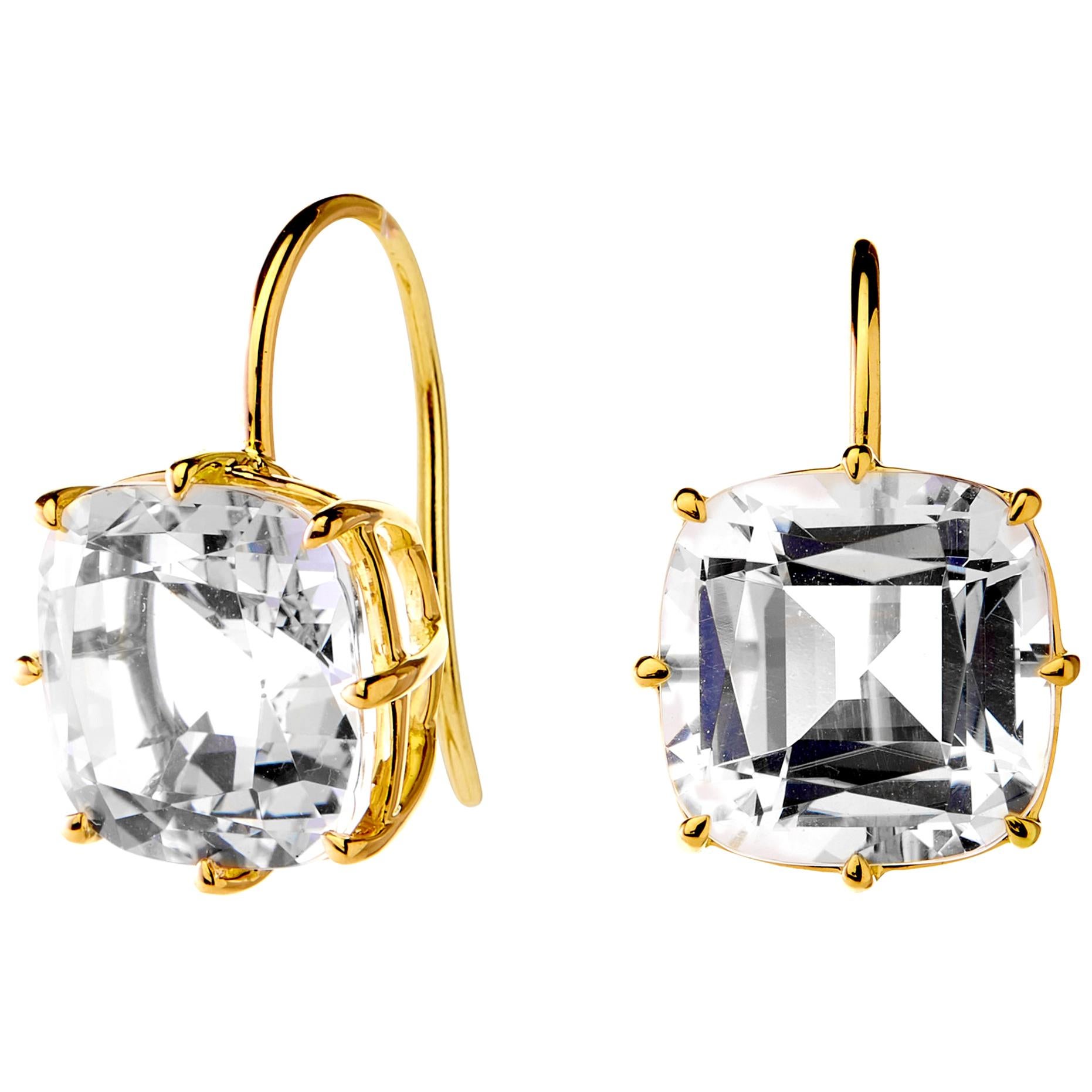 Aldo Cipullo Rock Crystal Yellow Gold Earrings For Sale at 1stDibs