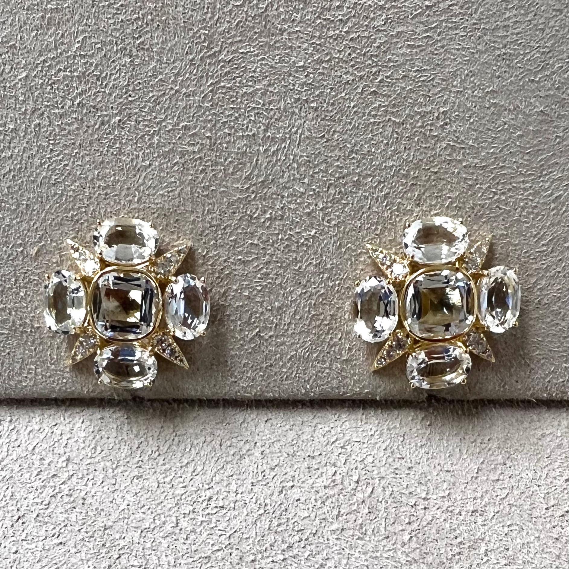 Created in 18 karat yellow gold
Rock crystal 8 carats approx.
Diamonds 0.35 carat approx.
Post backs for pierced ears
Limited edition

Exquisitely designed in pure 18 karat yellow gold, these luxurious earrings showcase a shimmering rock crystal