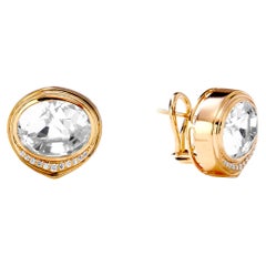 Syna Yellow Gold Rock Crystal Earrings with Champagne Diamonds