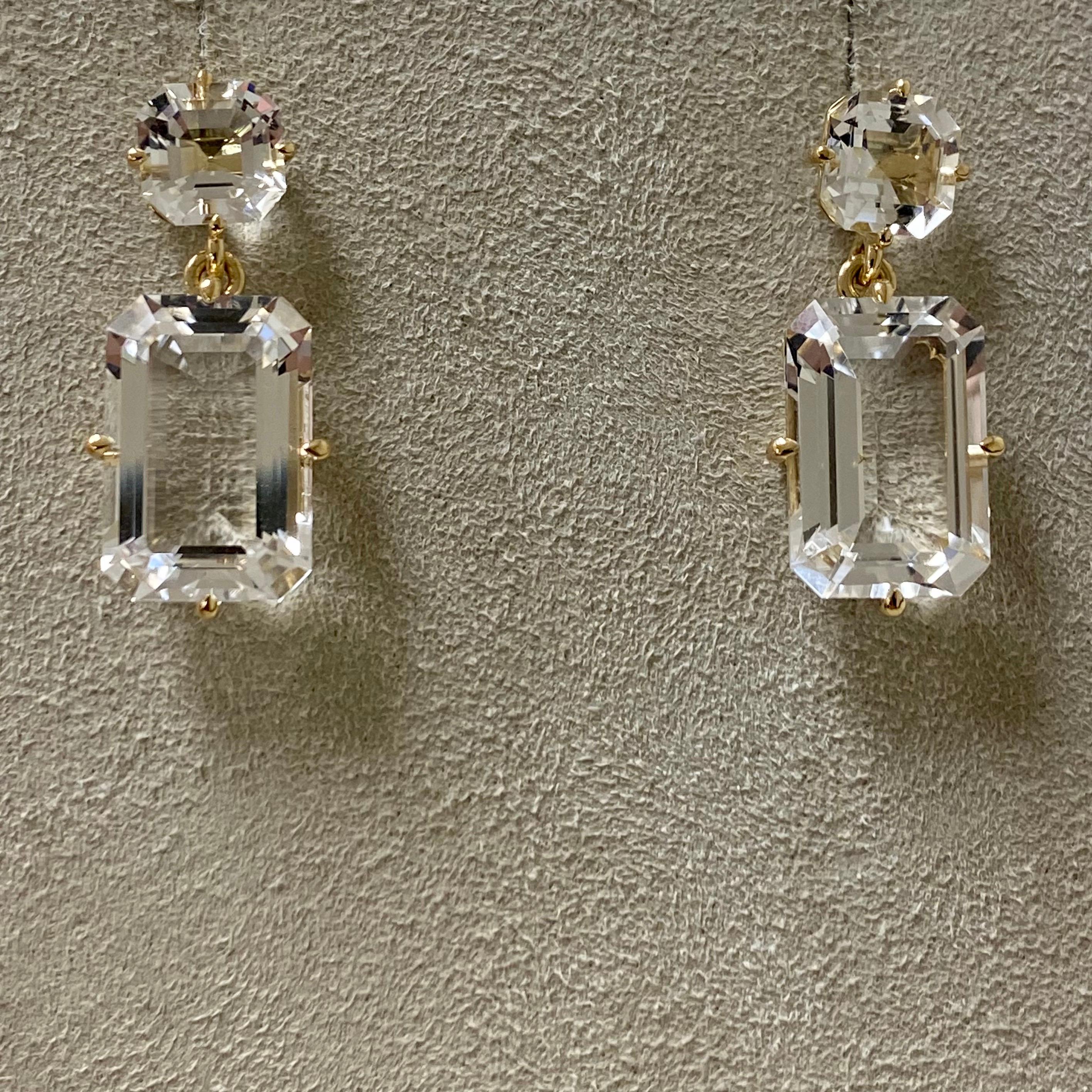 Contemporary Syna Yellow Gold Rock Crystal Geometrix Earrings